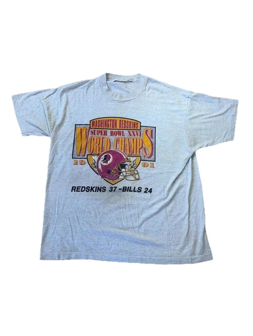 VTG 1991 Washington Redskins Super Bowl XXVI Champions Shirt Men's XL White 90s